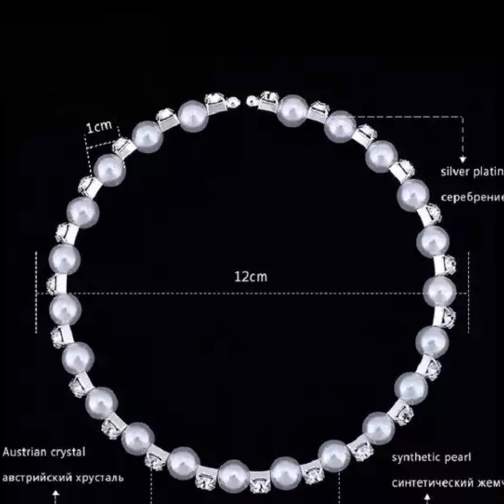 Wedding Bridal Jewelry Set Pearl Party Prom Silver Color - Picture 4 of 5